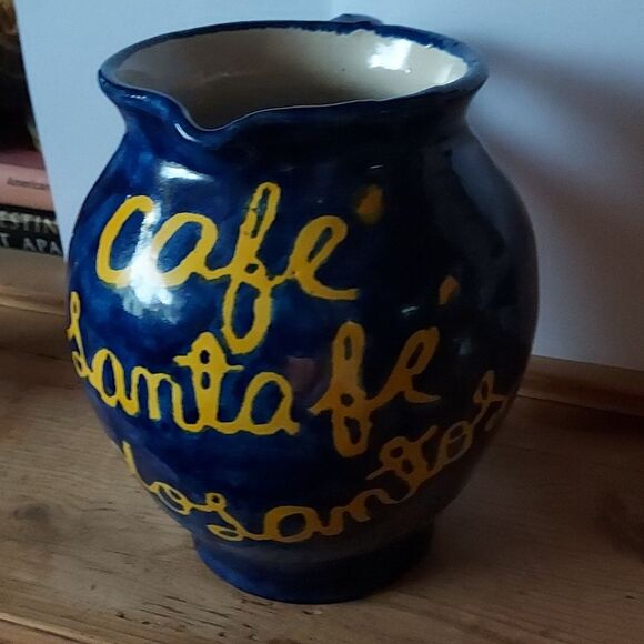 Mexican Blue Pottery Pitcher Jug Talavera Amora signed Vintage - Picture 8 of 16